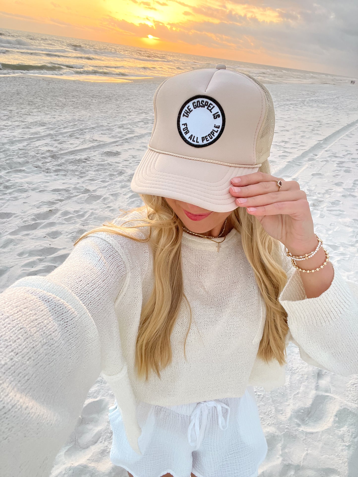 Ivory Cream Patch Hat
