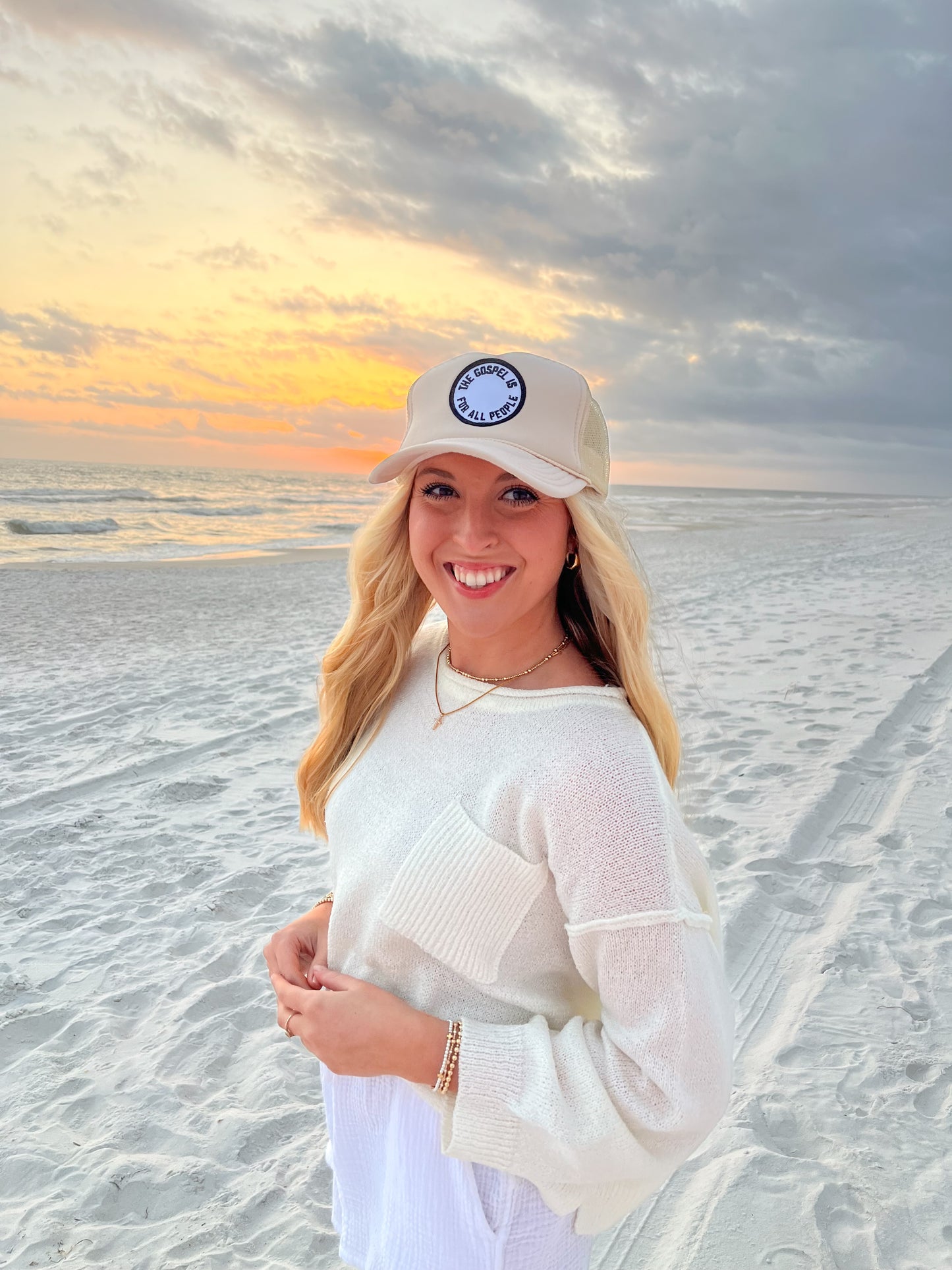 Ivory Cream Patch Hat