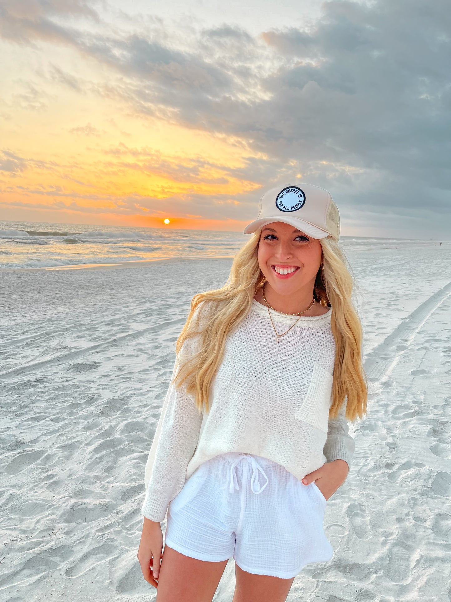 Ivory Cream Patch Hat