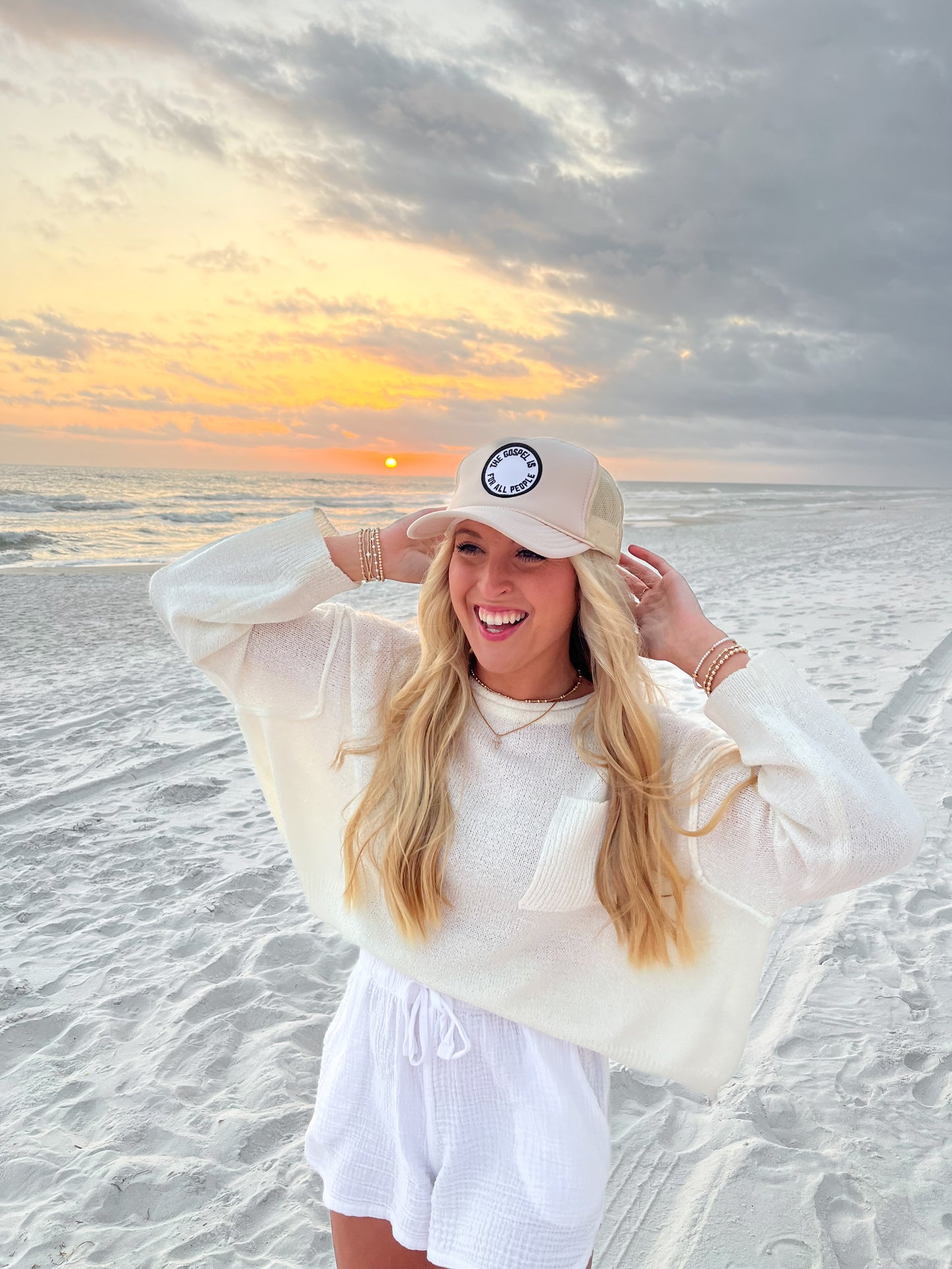 Ivory Cream Patch Hat